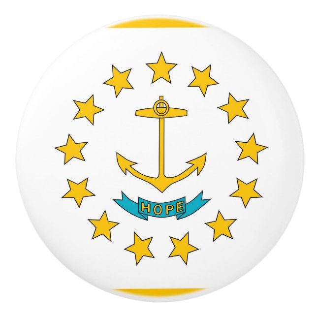 Poignée en céramique avec drapeau de Rhode Island, (Devant)
