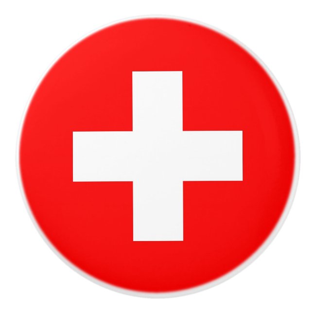 Poignée en céramique avec drapeau de Suisse (Devant)