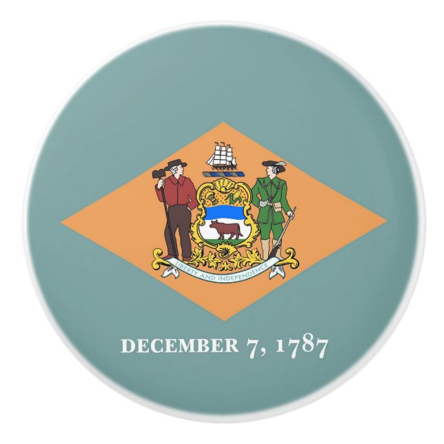 Poignée en céramique avec le drapeau du Delaware,  (Devant)