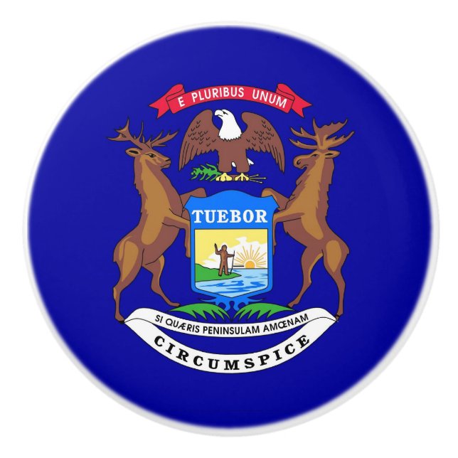 Poignée en céramique avec le drapeau du Michigan (Devant)