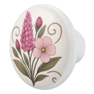 Poignée en Céramique fushia beauty handle door