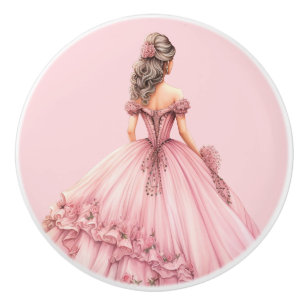 Poignée en céramique rose pour fille de princesse