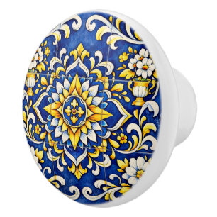 Poignée en céramique Vase en cobalt Azulejo