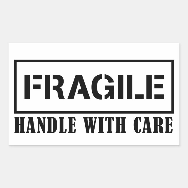 Poignée fragile avec soin autocollant fragile (Devant)