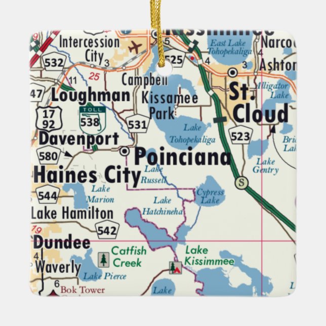 Poinciana Florida Map Ceramic Ornament (Front)
