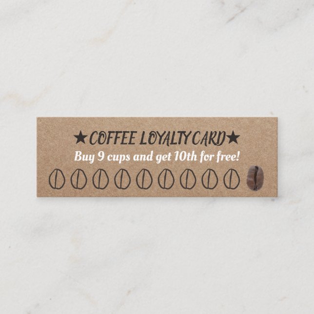 Poinçon 10 rustique de carte de fidélité de café (Devant)