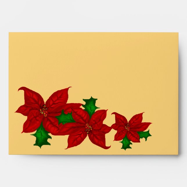 Poinsetta Bouquet Christmas Envelope (Front)
