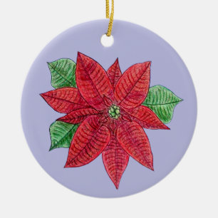 Poinsetta Ornament - Lavender Background