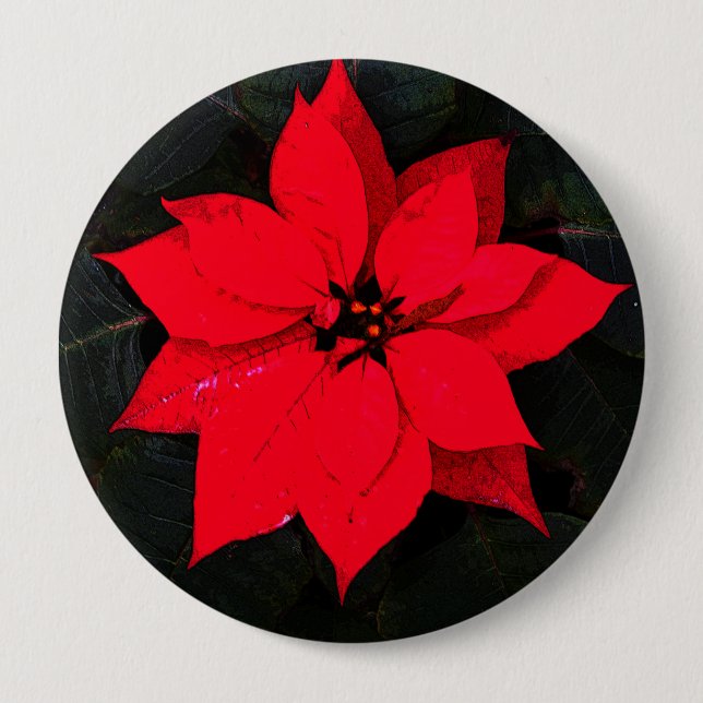 Poinsettia 6078 4 inch round button (Front)