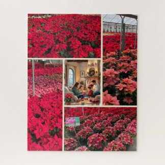 Poinsettia Add Your Photo Christmas Holiday Gift Jigsaw Puzzle