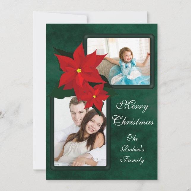 Poinsettia Ajouter Photos Carte de Noël (Devant)