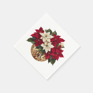 Poinsettia and Disco Ball Paper Plate Napkin