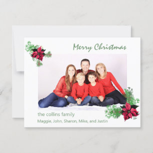 Poinsettia and Holly Greenery Photo Holiday