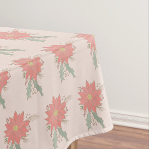 Poinsettia and Holly sprays Tablecloth