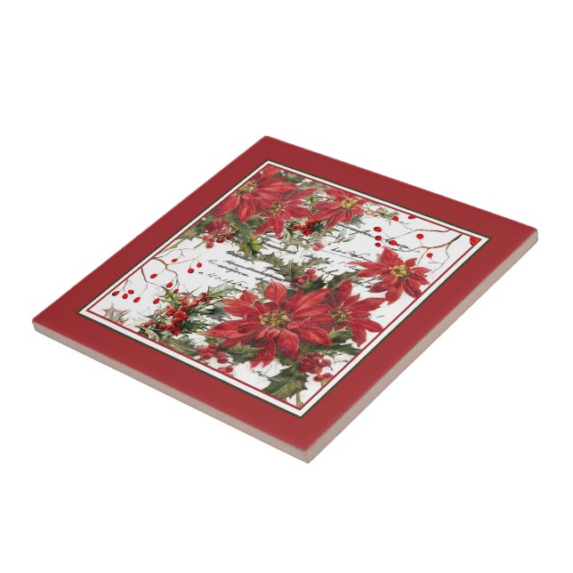 Poinsettia and holly tile (Side)