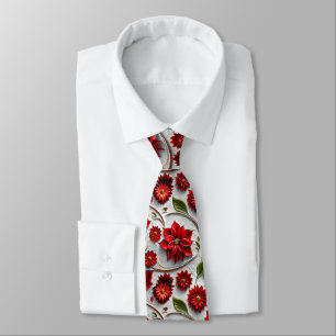 Poinsettia and Leaves Tie