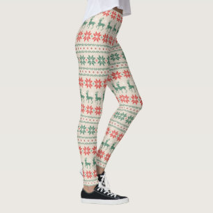 Poinsettia and Reindeer Leggings