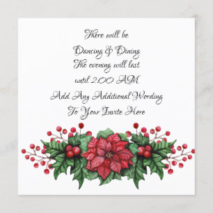 Poinsettia Berry Black Tie Event Invitation