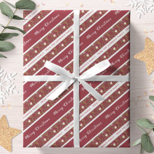 Poinsettia Botanical Personalized Merry Christmas Wrapping Paper