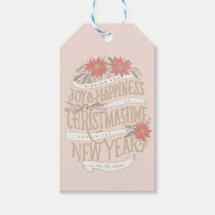 Poinsettia boughs and banners gift tags