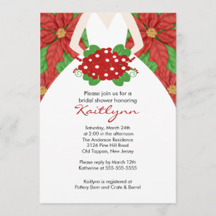 Poinsettia Bride Winter tBridal Shower Invitation
