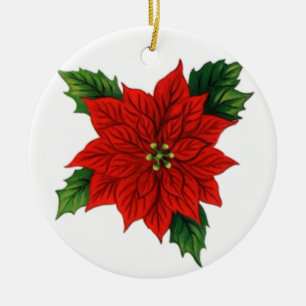 Poinsettia Ceramic Ornament