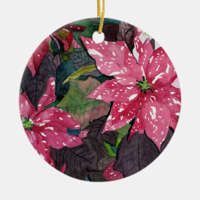 Poinsettia Ceramic Ornament (Front)