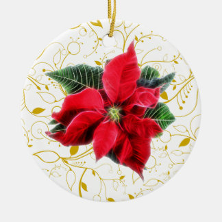 Poinsettia Ceramic Ornament