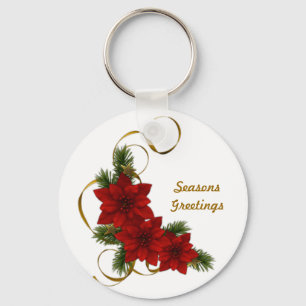 Poinsettia Christmas Basic Keychain
