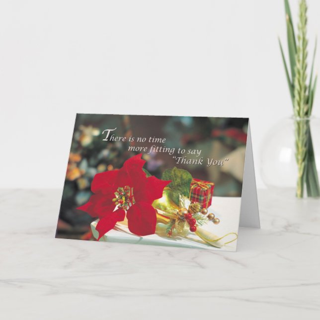Poinsettia Christmas Business Thank You (Front)
