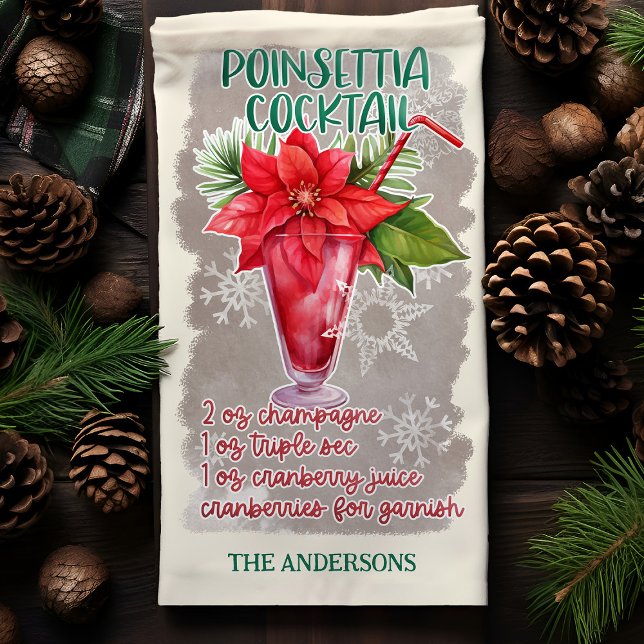 Poinsettia Christmas Cocktail Recipe Kitchen Towel (Creator Uploaded)