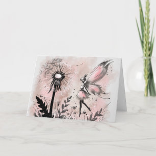 Poinsettia Christmas Fairy Folded Thank You Card
