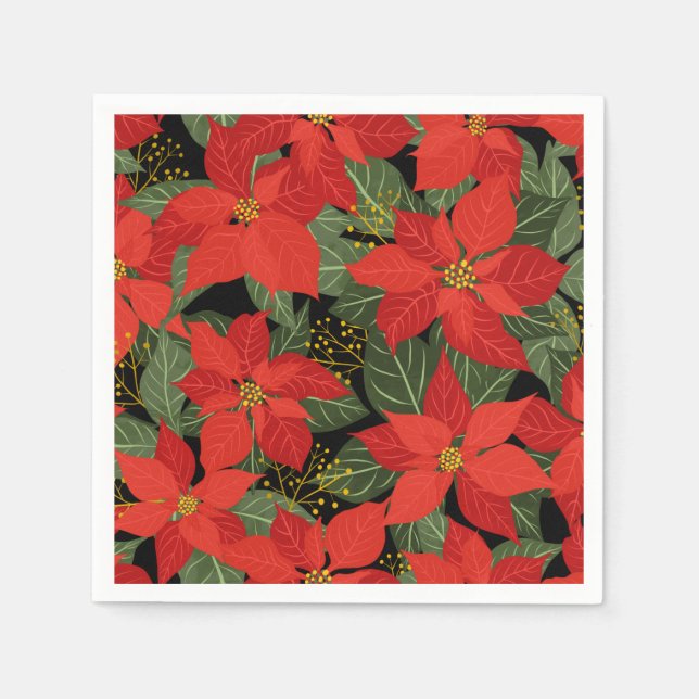 Poinsettia Christmas Floral Napkin (Front)