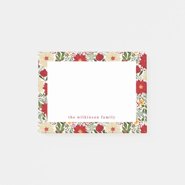 Poinsettia Christmas Floral Personalized Post Its Post-it Notes (Front)