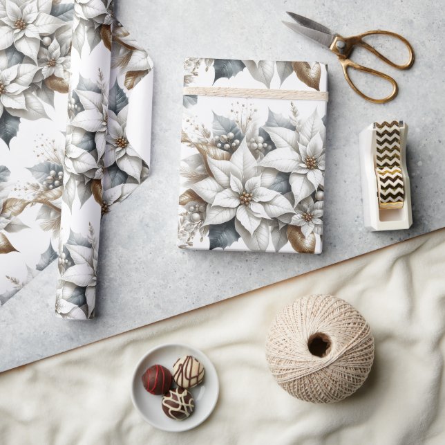 Poinsettia Christmas Floral Wrapping Paper (Crafts)