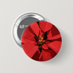 Poinsettia Christmas Flower Add Your Text 2 Inch Round Button