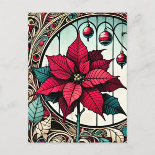 Poinsettia Christmas Flower Postcard