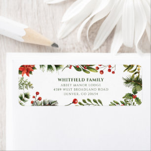 Poinsettia Christmas Greenery Adresse de retour