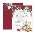 Poinsettia Christmas Holiday Tea Invitation Card