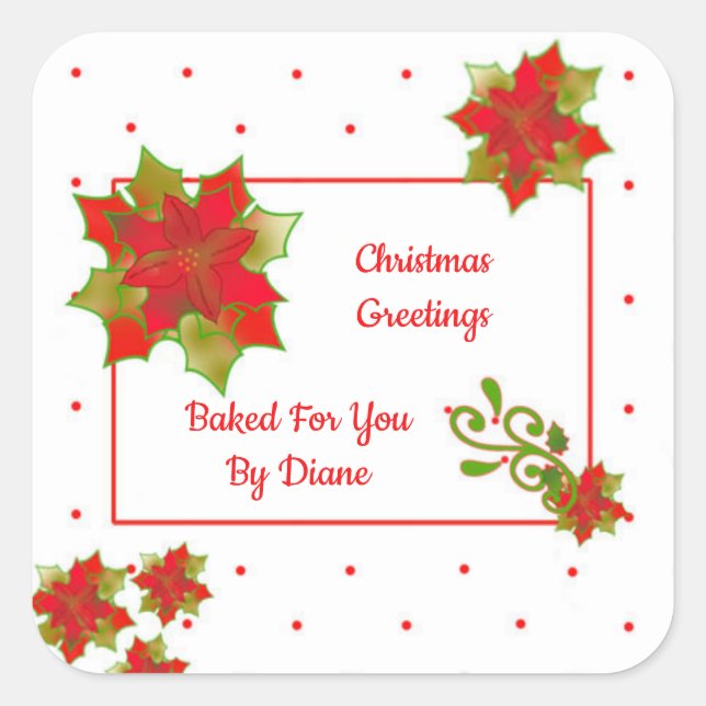 Poinsettia Christmas Labels (Front)