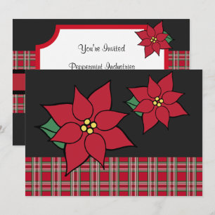 Poinsettia Christmas Party Holiday Invitations