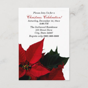 Poinsettia Christmas Party Invitations
