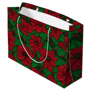 Poinsettia, Christmas pattern Large Gift Bag