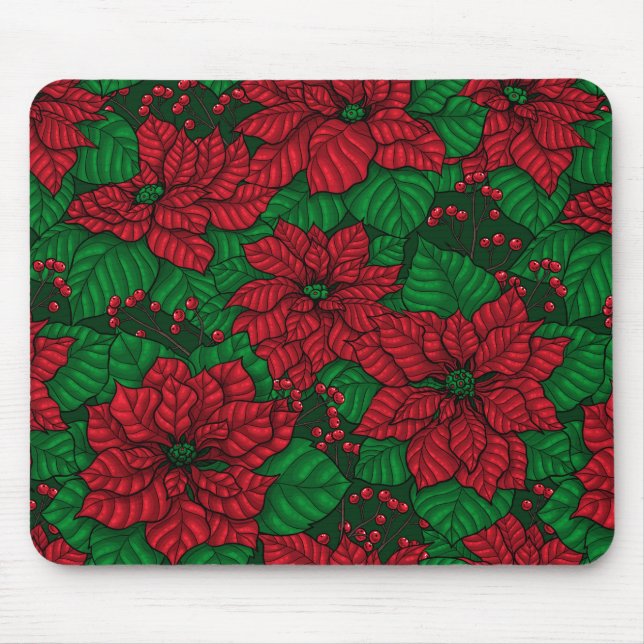Poinsettia, Christmas pattern Mouse Pad (Front)