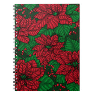 Poinsettia, Christmas pattern Notebook