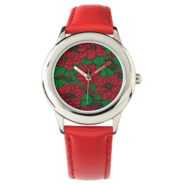 Poinsettia, Christmas pattern Watch (Front)