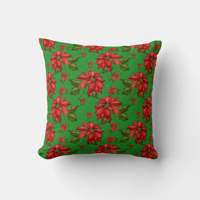 Poinsettia Christmas Pillow (Front)