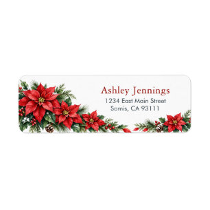 Poinsettia Christmas Return Address Labels