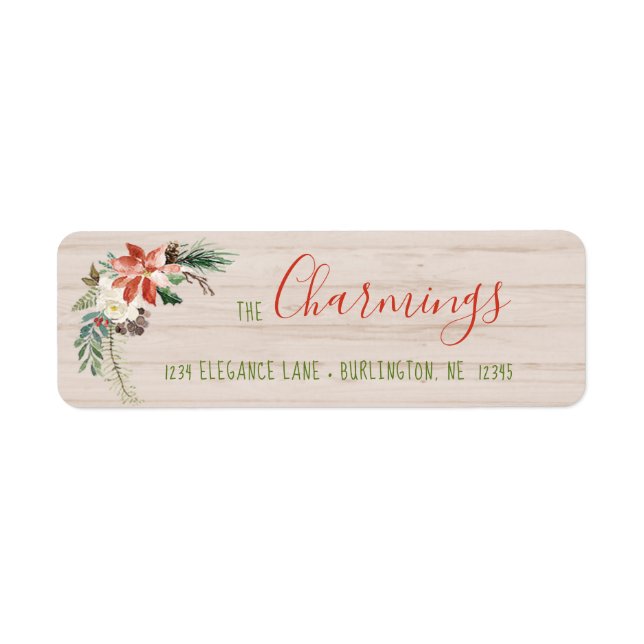 Poinsettia & Christmas Rose Floral Return Address (Front)