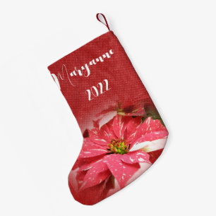 Poinsettia Christmas Stocking Red - Personalize